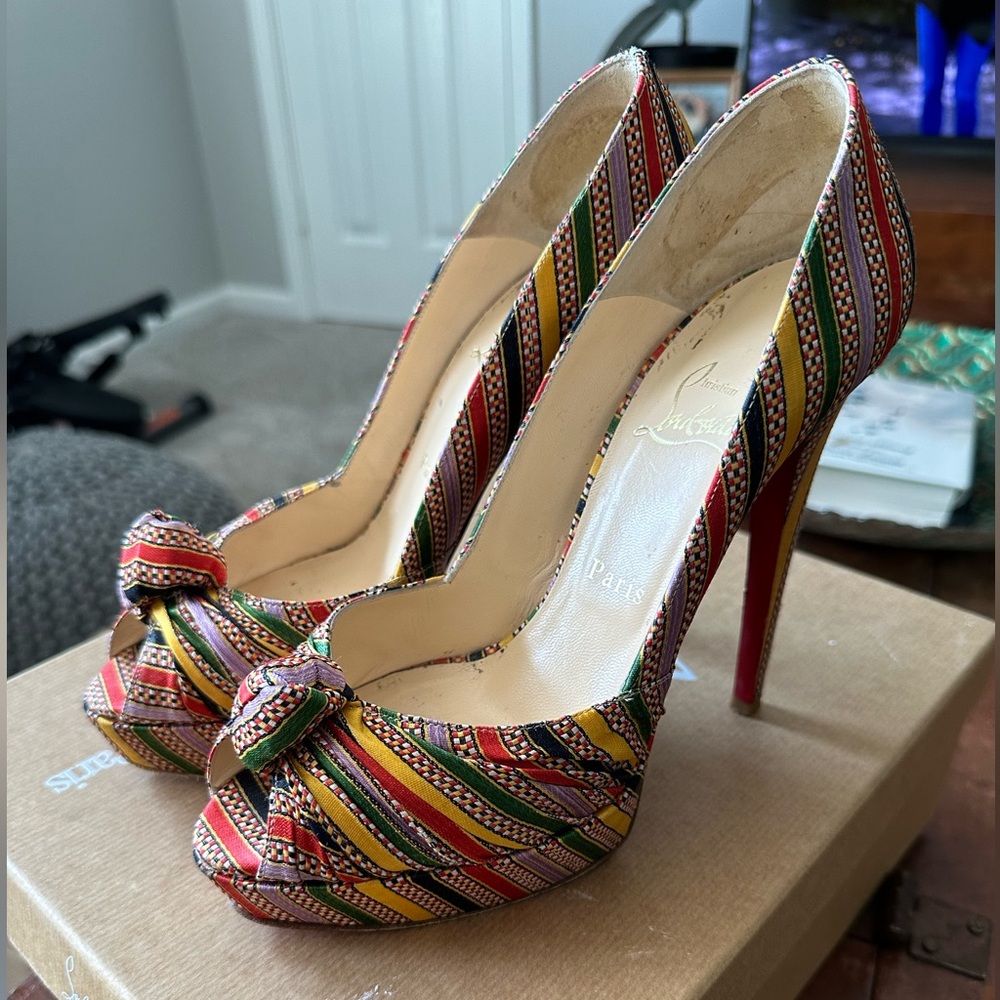 Christian Louboutin Multicolor Striped Heels